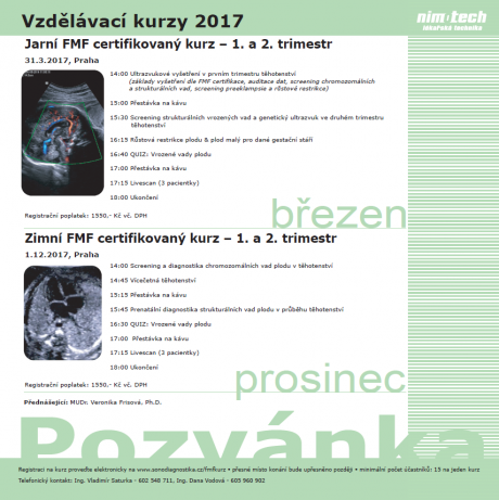 POZVÁNKA na FMF certifikované kurzy - 1.12.2017 zimní kurz - 1. a 2. trimestr